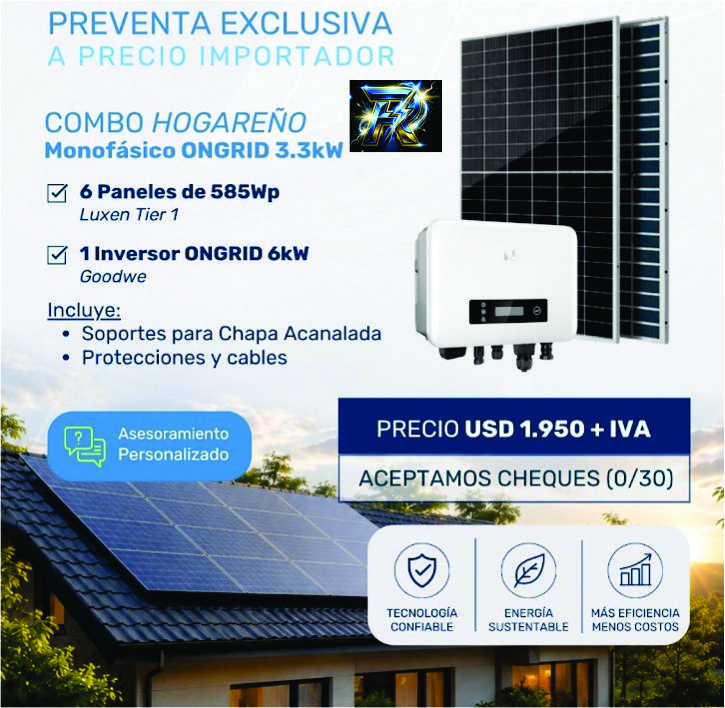 Combo Hogareño Monofásico ONGRID 3.3kW